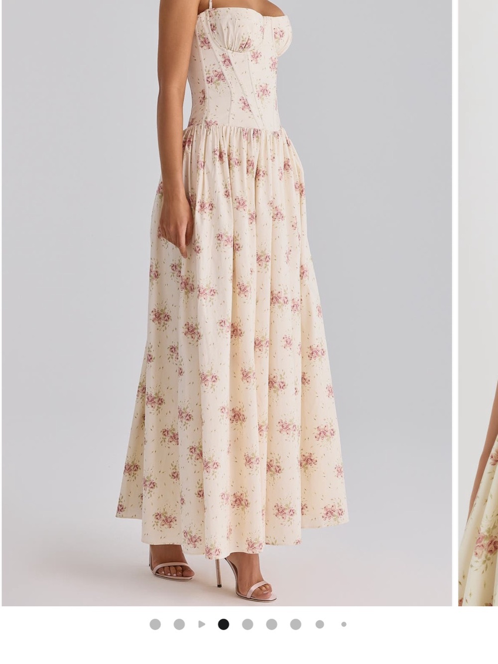 NWT House of CB Cream Maxi Dress with Pink Floral Print - Picture 3 of 4